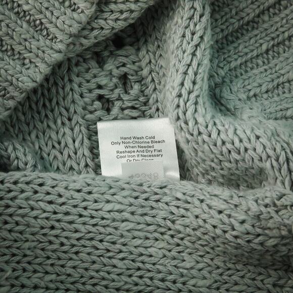 Garnet Hill Size Medium M Gray Pointelle V Neck 3/4 Sleeve Cotton Linen Sweater - Picture 6 of 7